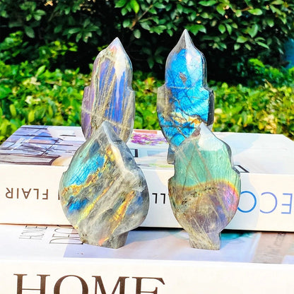 Labradorite Flashy Flame Crystal Carving