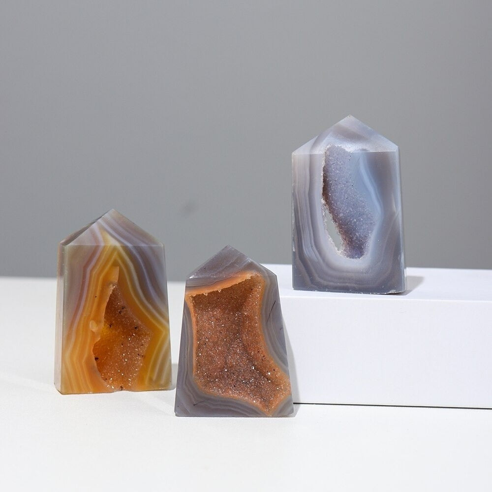 Cave Formation Agate Crystal Point Tower