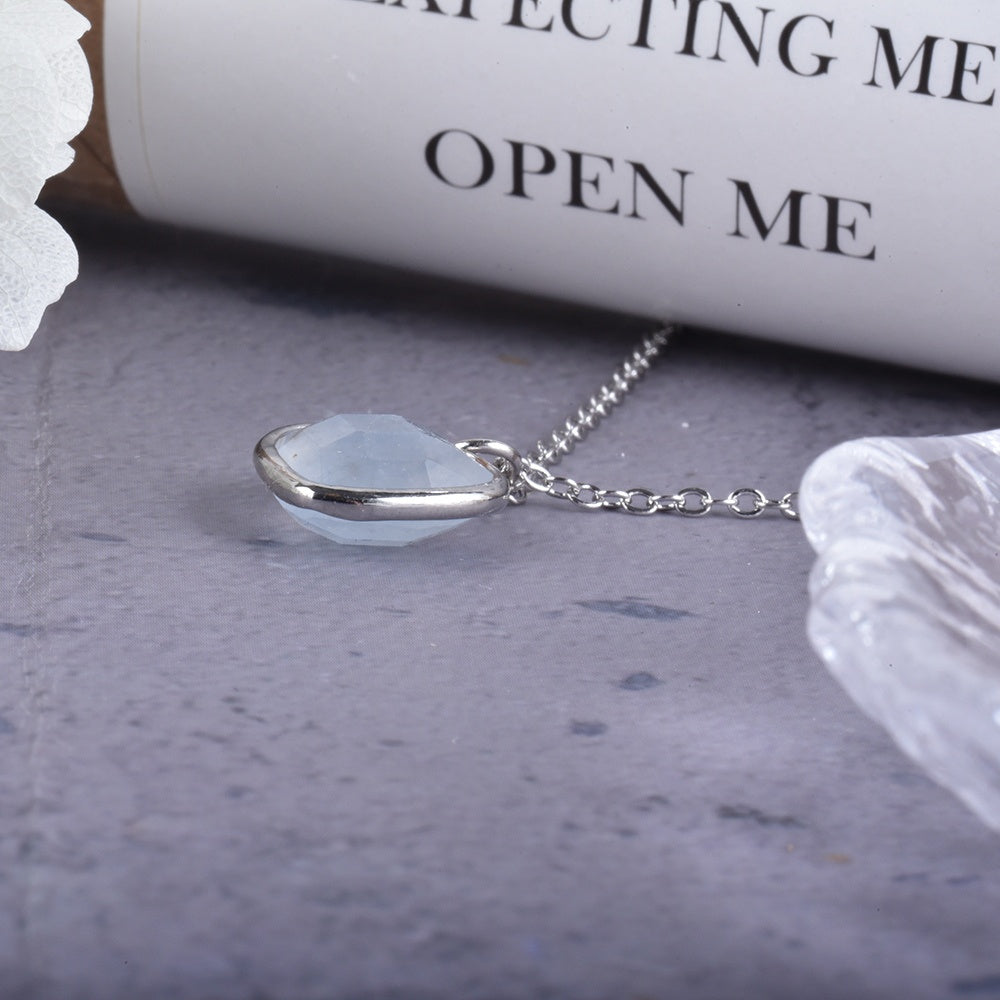 Faceted Aquamarine Heart Pendant