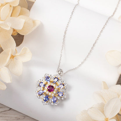 Tanzanite Necklace with Brazilian Garnet Gem