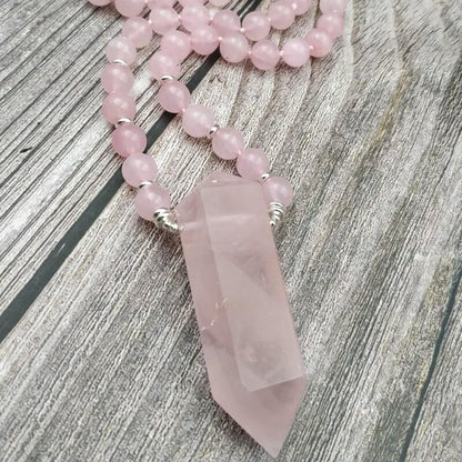 Natural Rose Quartz Bead Necklace