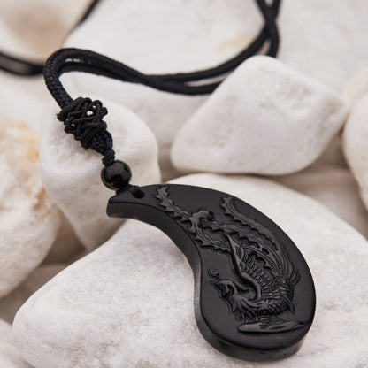 Obsidian Ying Yang Paar passende Halsketten 