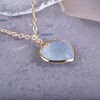 Faceted Aquamarine Heart Pendant