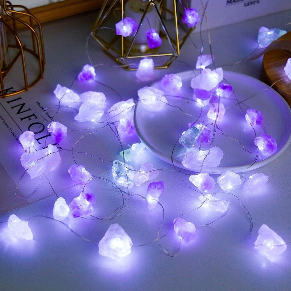 Natural Gemstone Festive String Light Decoration