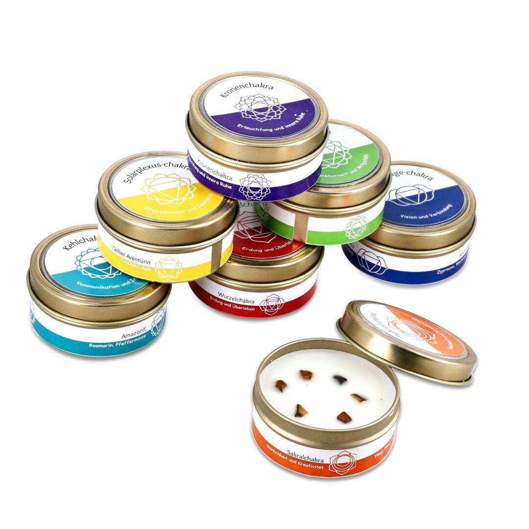 Chakra Crystal 7 Candle Set – Light, Scent, and Energy for Inner Balance