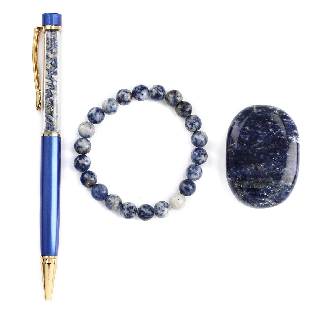 Exclusive Crystal Energy Set – Palm Stone, Bracelet & Pen