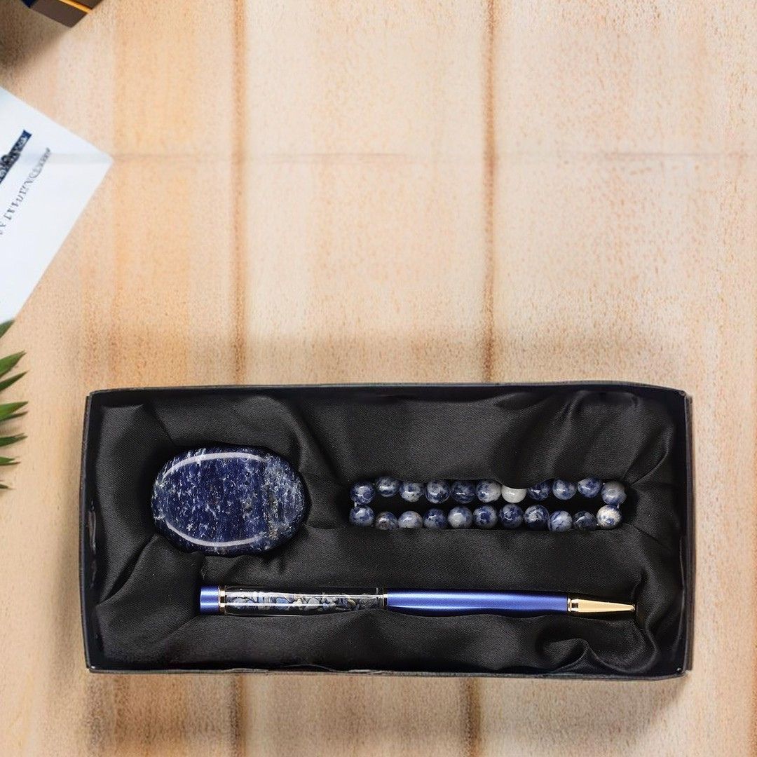 Exclusive Crystal Energy Set – Palm Stone, Bracelet & Pen