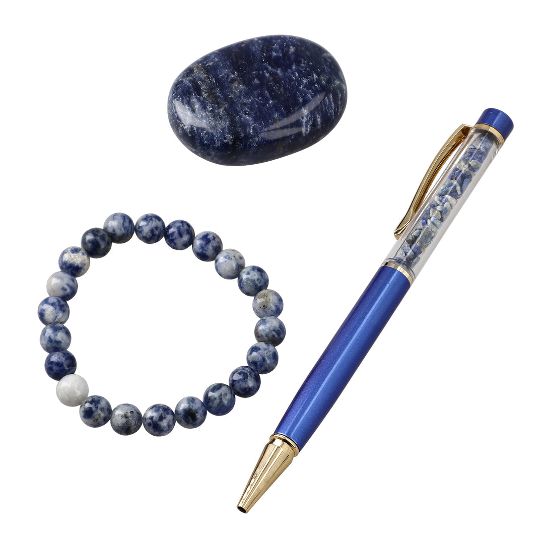 Exclusive Crystal Energy Set – Palm Stone, Bracelet & Pen