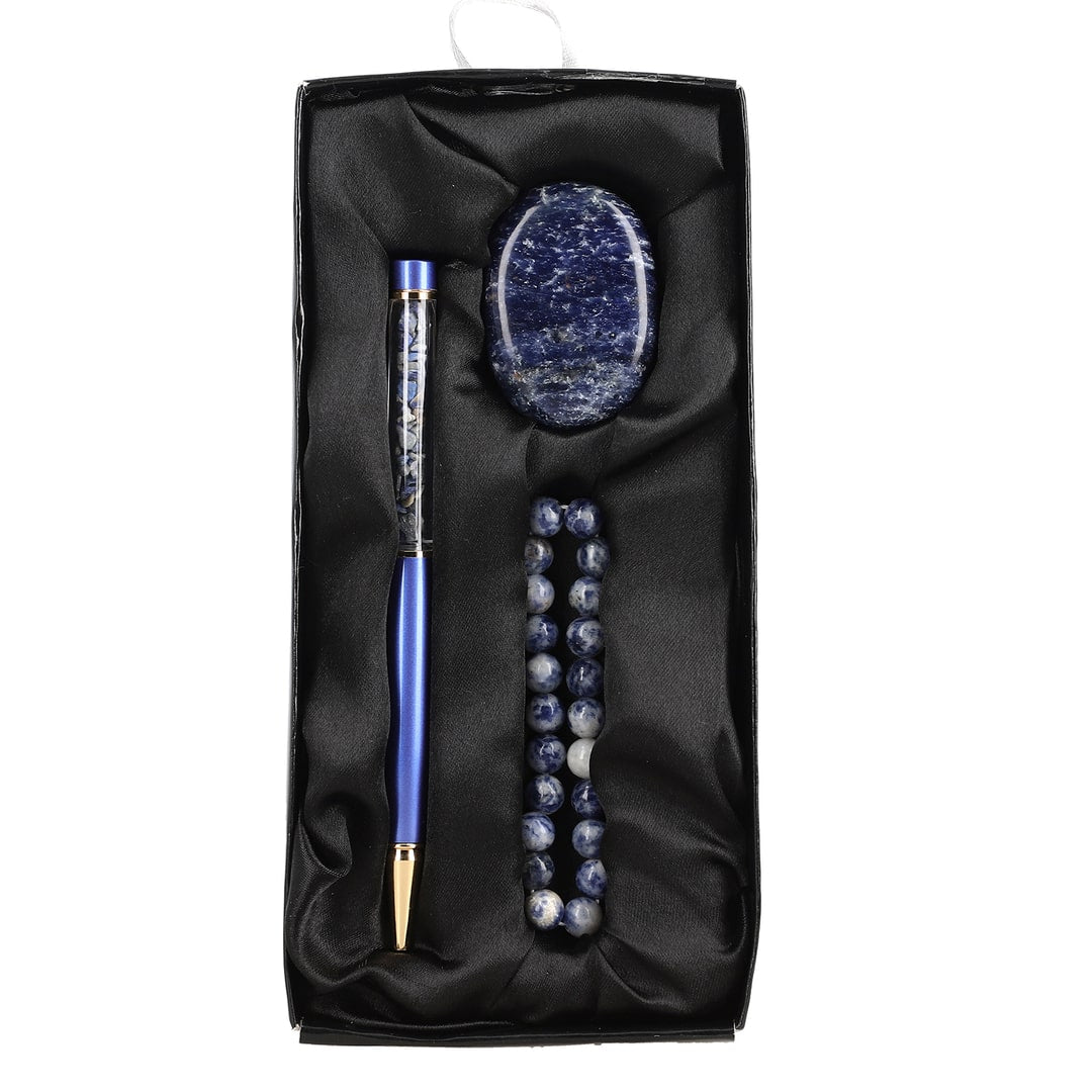Exclusive Crystal Energy Set – Palm Stone, Bracelet & Pen
