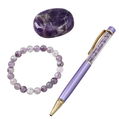 Exclusive Crystal Energy Set – Palm Stone, Bracelet & Pen
