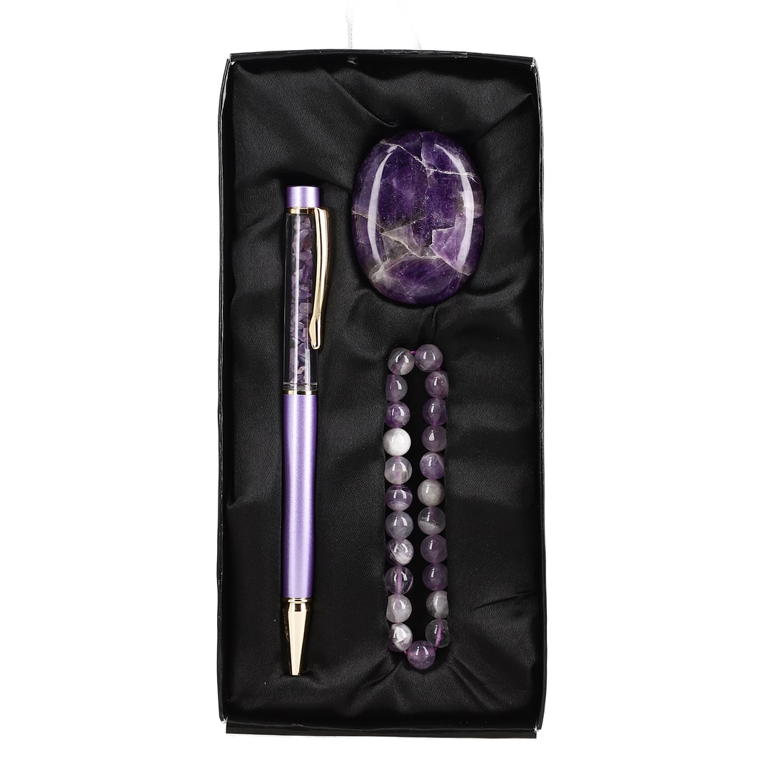 Exclusive Crystal Energy Set – Palm Stone, Bracelet & Pen