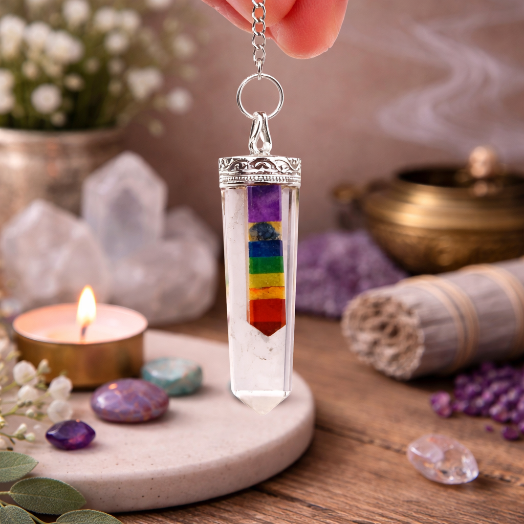 7 Chakra Bounded Thin Point Flat Pendant – Balanced Energy, Elegant Design