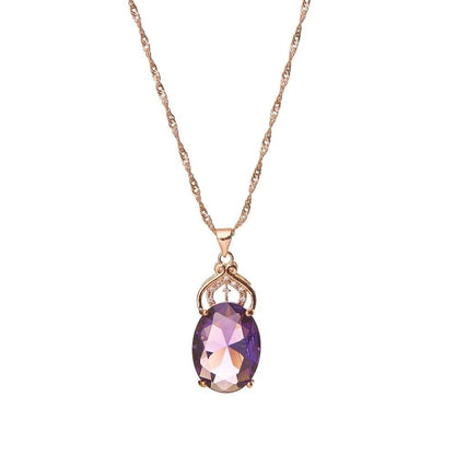 Gold Amethyst Crystal Necklace