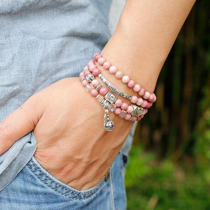 108 Natural Bead Mala On The Wrist