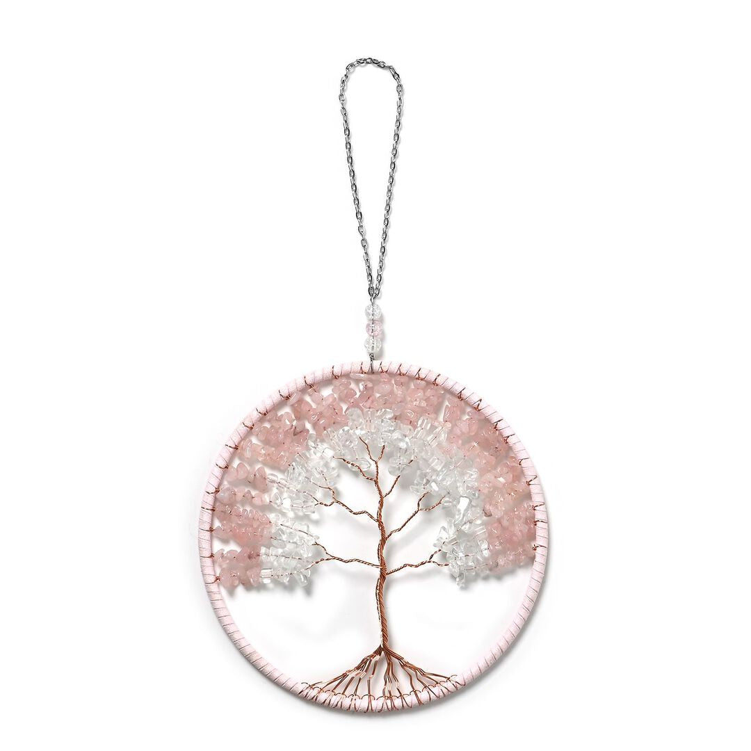 Crystal Dreamcatcher Ornament – Rose Quartz, Aventurine, Turquoise