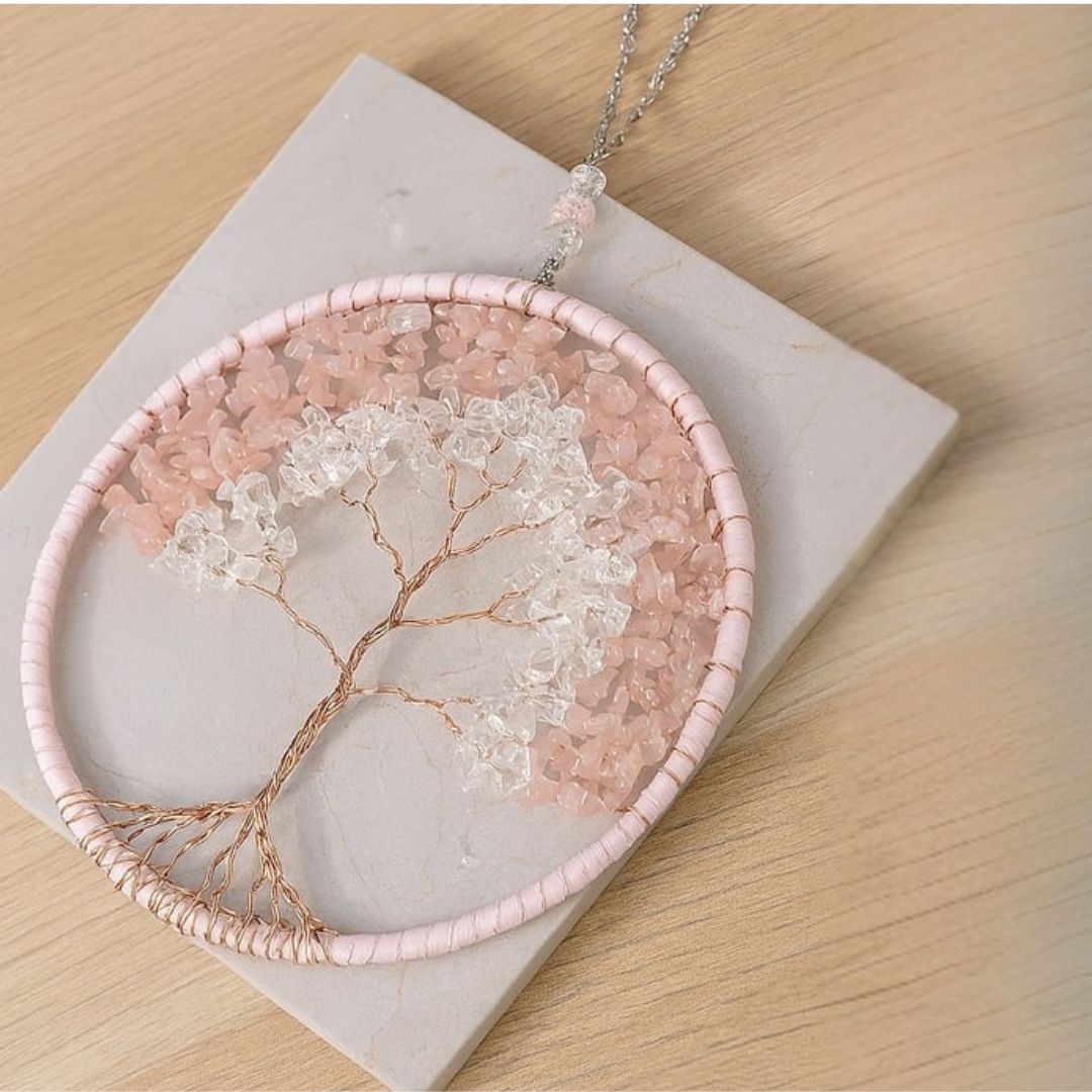 Crystal Dreamcatcher Ornament – Rose Quartz, Aventurine, Turquoise
