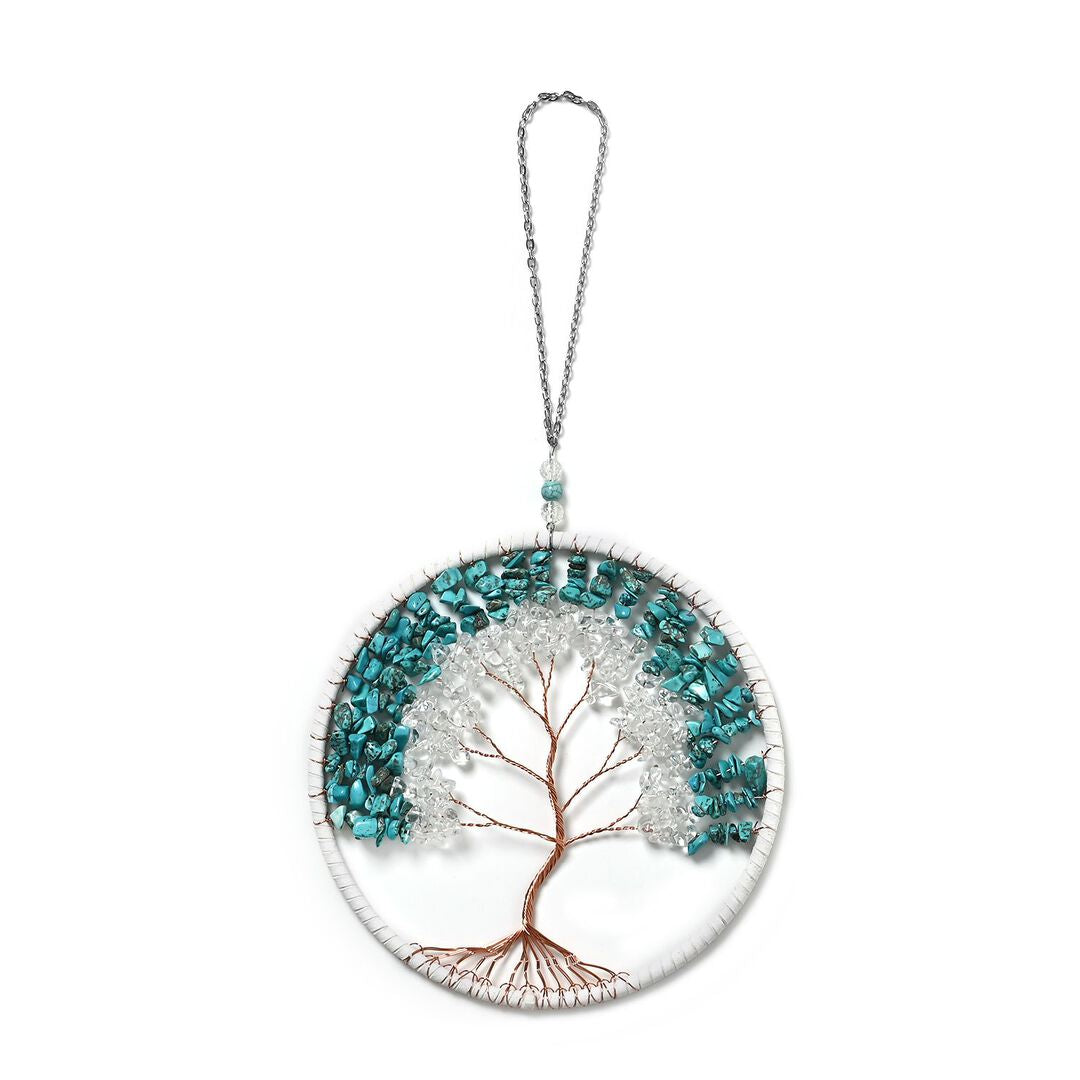 Crystal Dreamcatcher Ornament – Rose Quartz, Aventurine, Turquoise