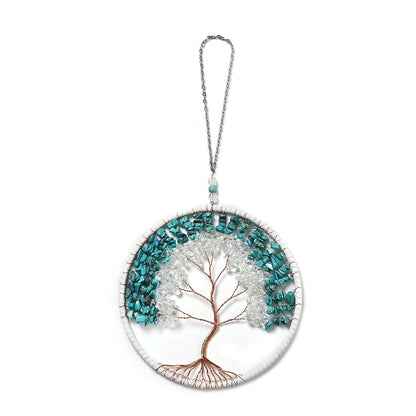 Crystal Dreamcatcher Ornament – Rose Quartz, Aventurine, Turquoise