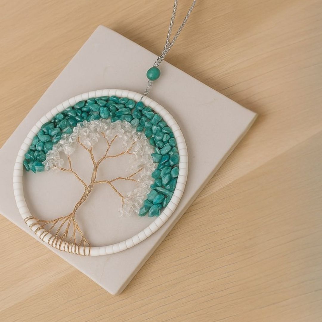 Crystal Dreamcatcher Ornament – Rose Quartz, Aventurine, Turquoise