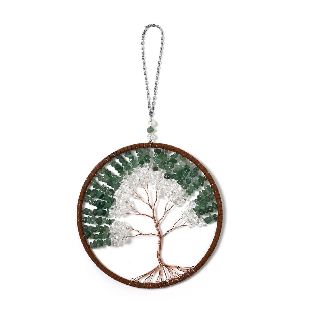 Crystal Dreamcatcher Ornament – Rose Quartz, Aventurine, Turquoise