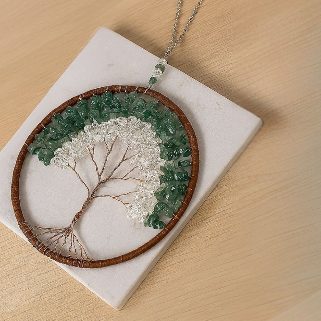Crystal Dreamcatcher Ornament – Rose Quartz, Aventurine, Turquoise