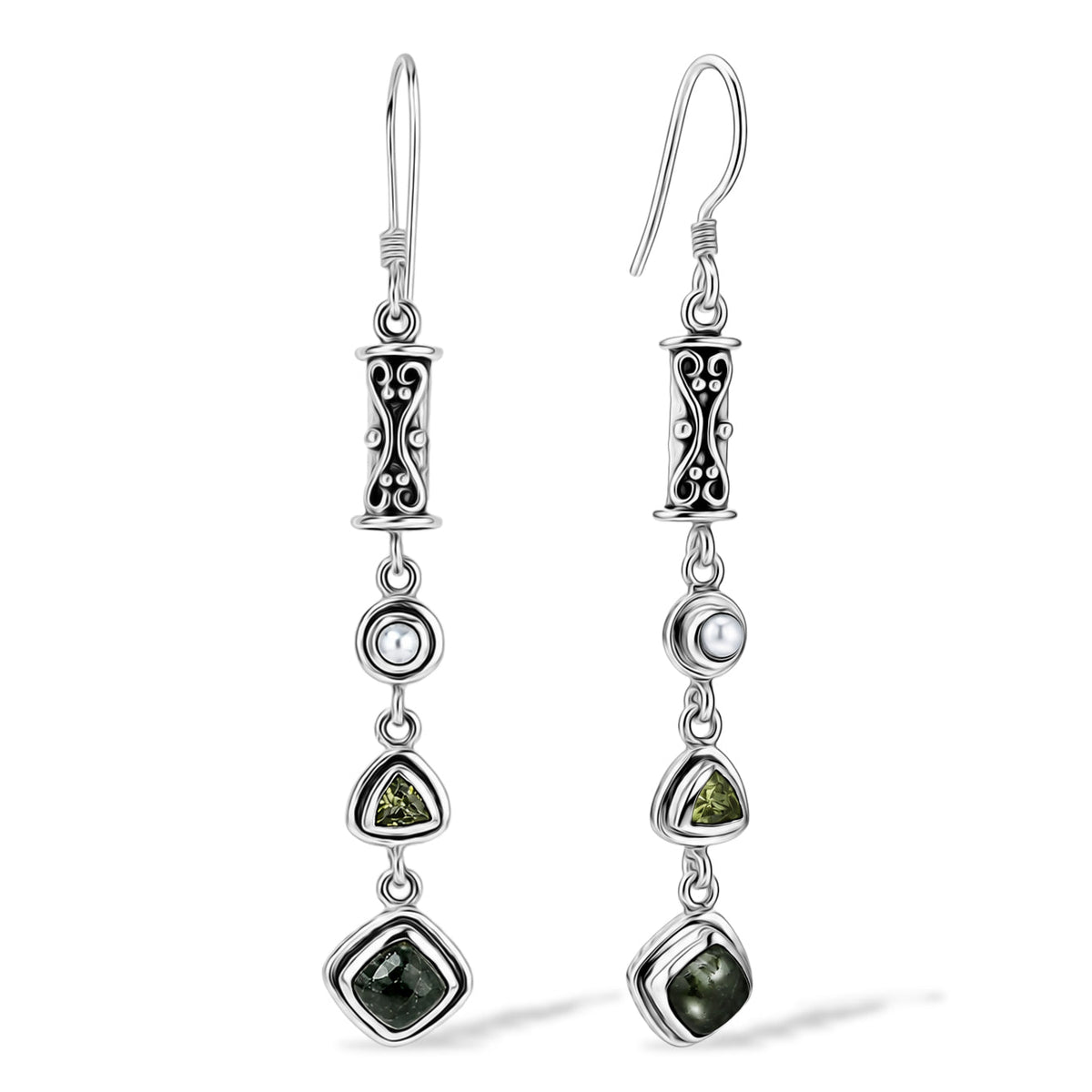 Seraphinite Earrings - Rare Sterling Silver Crystal Jewelry