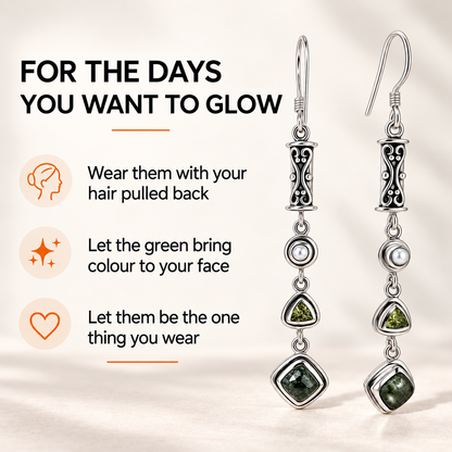Seraphinite Earrings - Rare Sterling Silver Crystal Jewelry