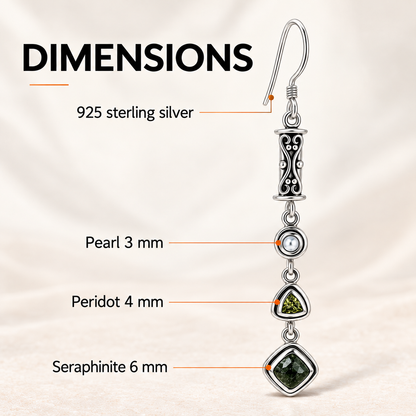 Seraphinite Earrings - Rare Sterling Silver Crystal Jewelry
