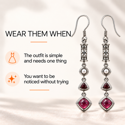 Ruby Red Pearl Drop Earrings  – Sterling Silver Jewelry
