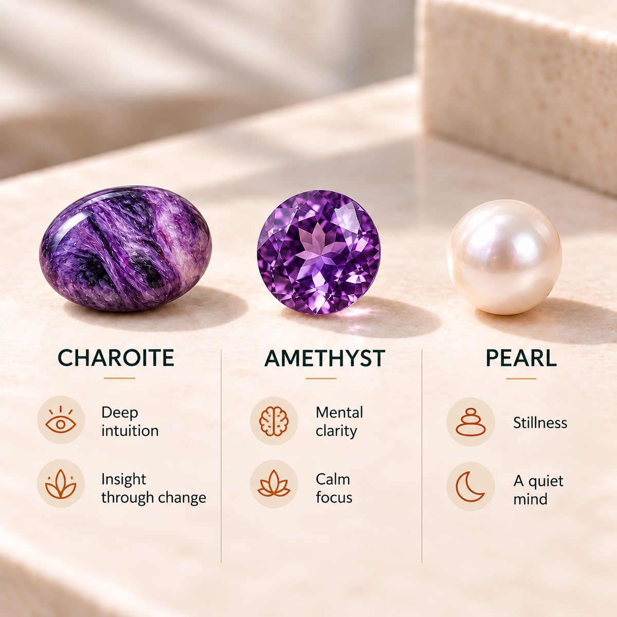 Natural Charoite, Amethyst & Pearl Earrings in Sterling Silver