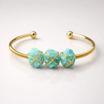 Natural Crystal Raw Stone Bracelet — Healing Energy in Every Bead