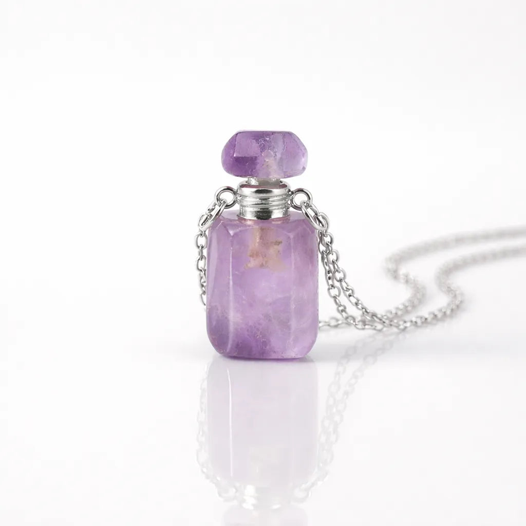 Engraved Gemstone Perfume Bottle Pendant — Embrace the Scent of Spiritual Energy