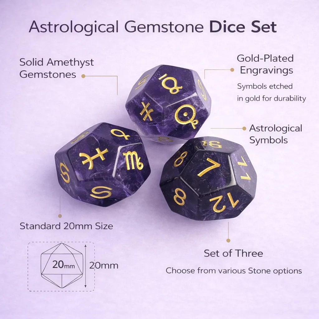 Astrological Gemstone Dice Set - Align Your Energy with Every Roll