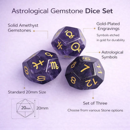 Astrological Gemstone Dice Set - Align Your Energy with Every Roll