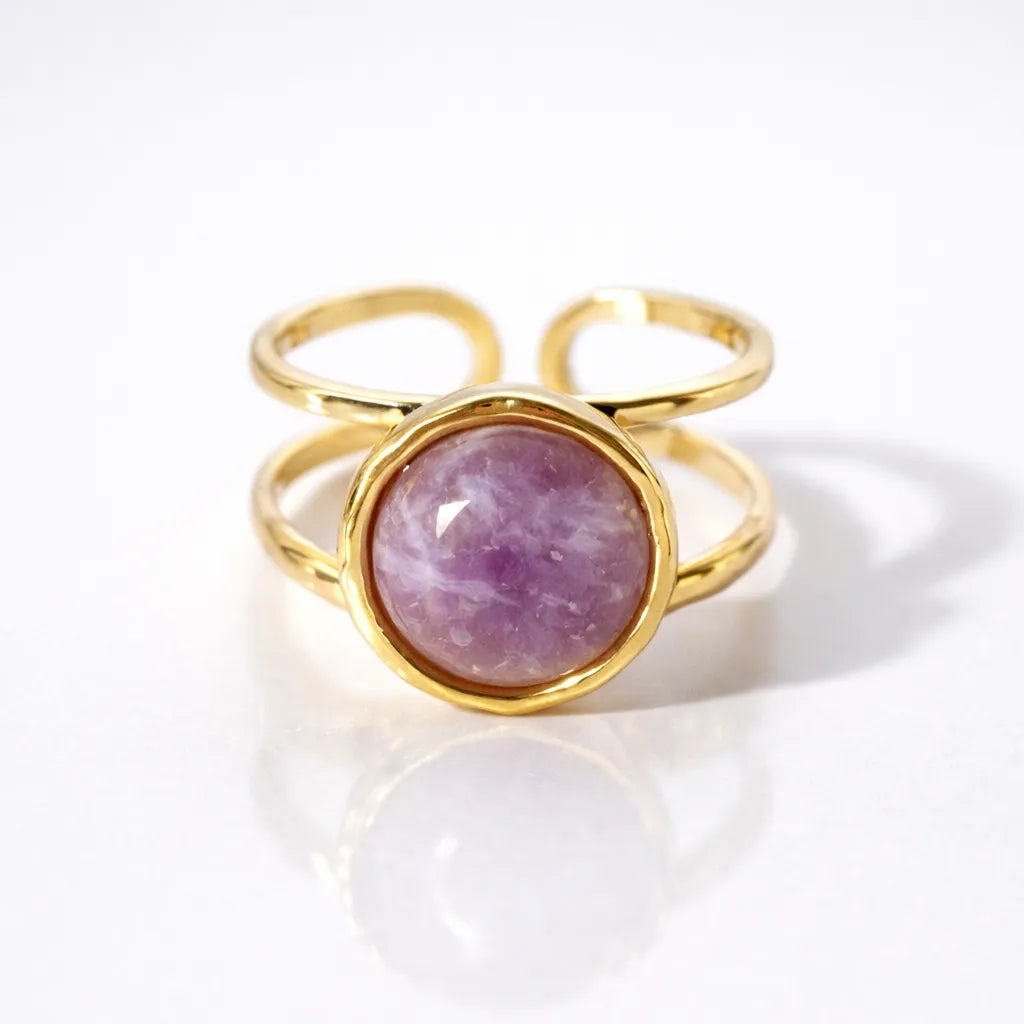 Adjustable Natural Gemstone Ring — Elegant Crystal Energy Jewelry