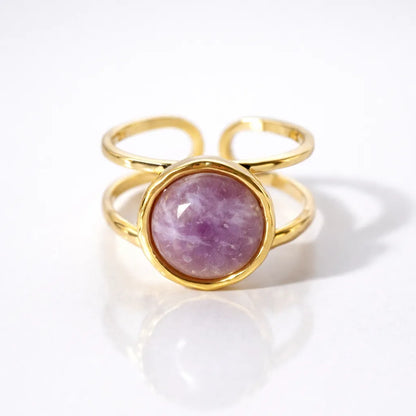 Adjustable Natural Gemstone Ring — Elegant Crystal Energy Jewelry