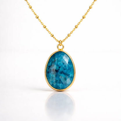 Natural Stone Wrapped Faceted Water Drop Pendant — Capture the Essence of Healing Energy