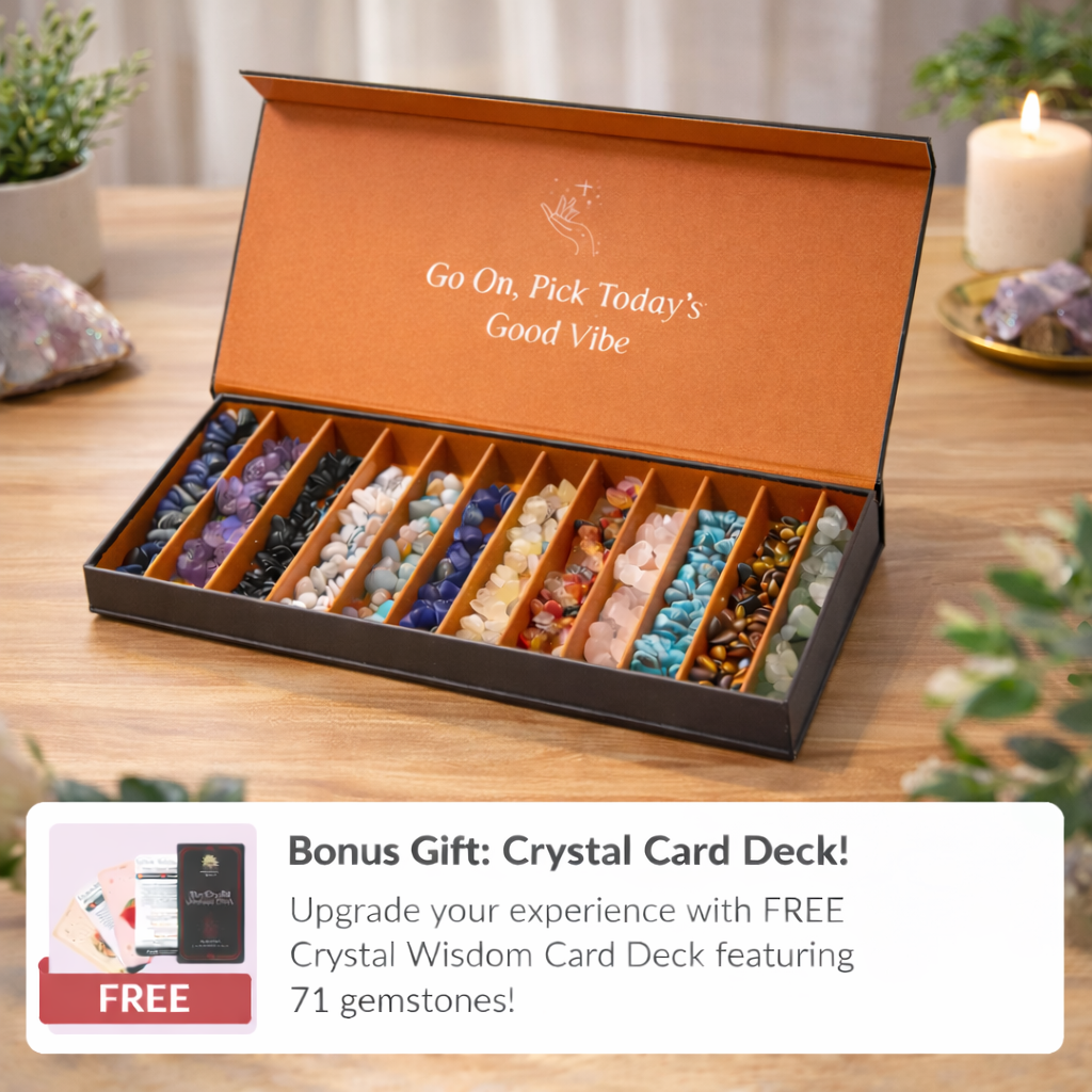 12 Natural Crystal Bracelets in a Box + FREE Crystal Wisdom Deck