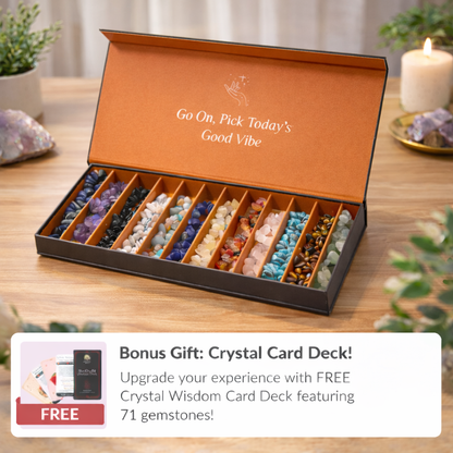 12 Natural Crystal Bracelets in a Box + FREE Crystal Wisdom Deck