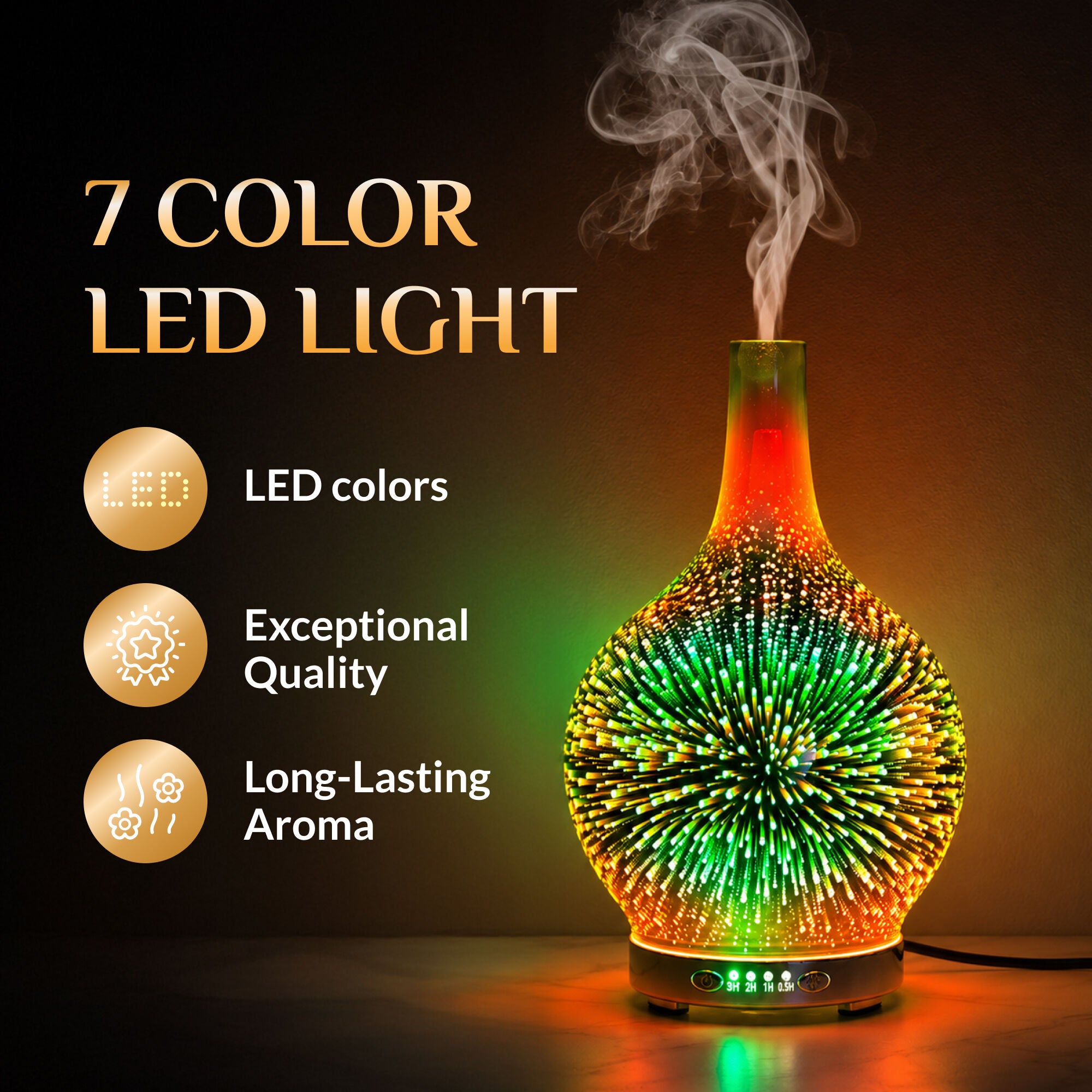 The Ultimate Aroma Bundle: 3D Glass Aroma Oil Diffuser + FREE 18 Blissfull Aroma Oils Set