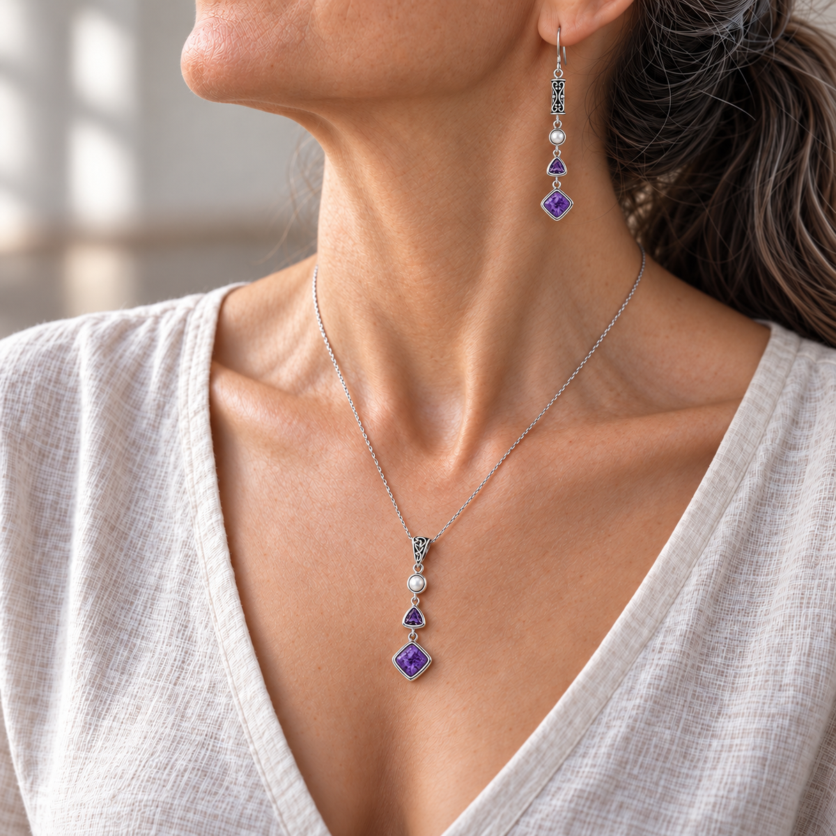 Silver Charoite Set