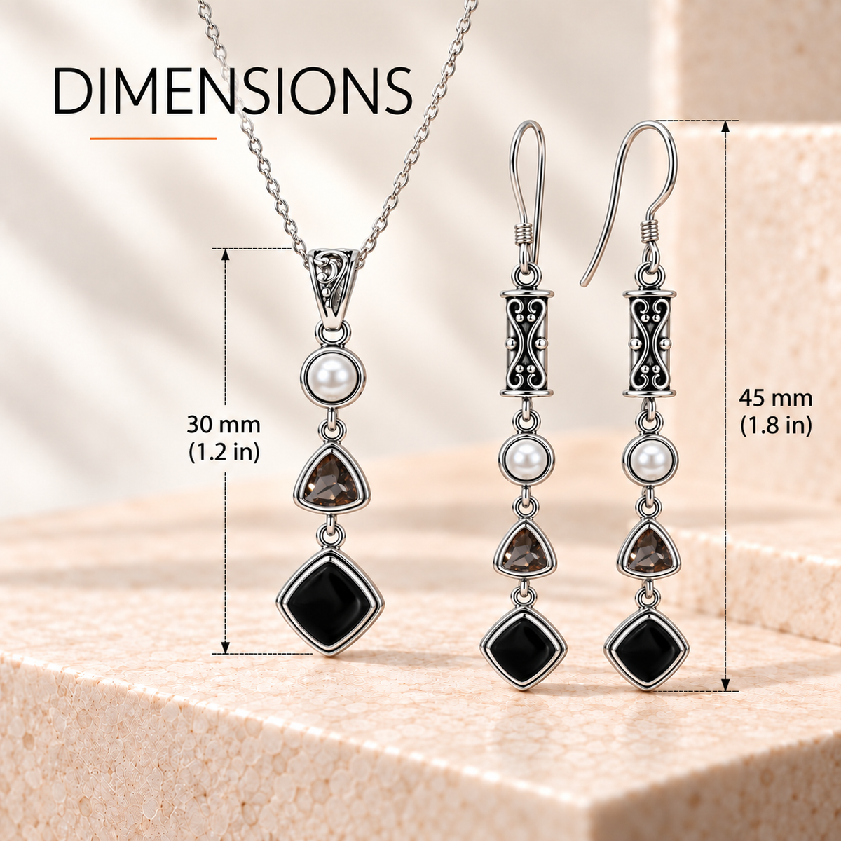 Silver Black Obsidian Set