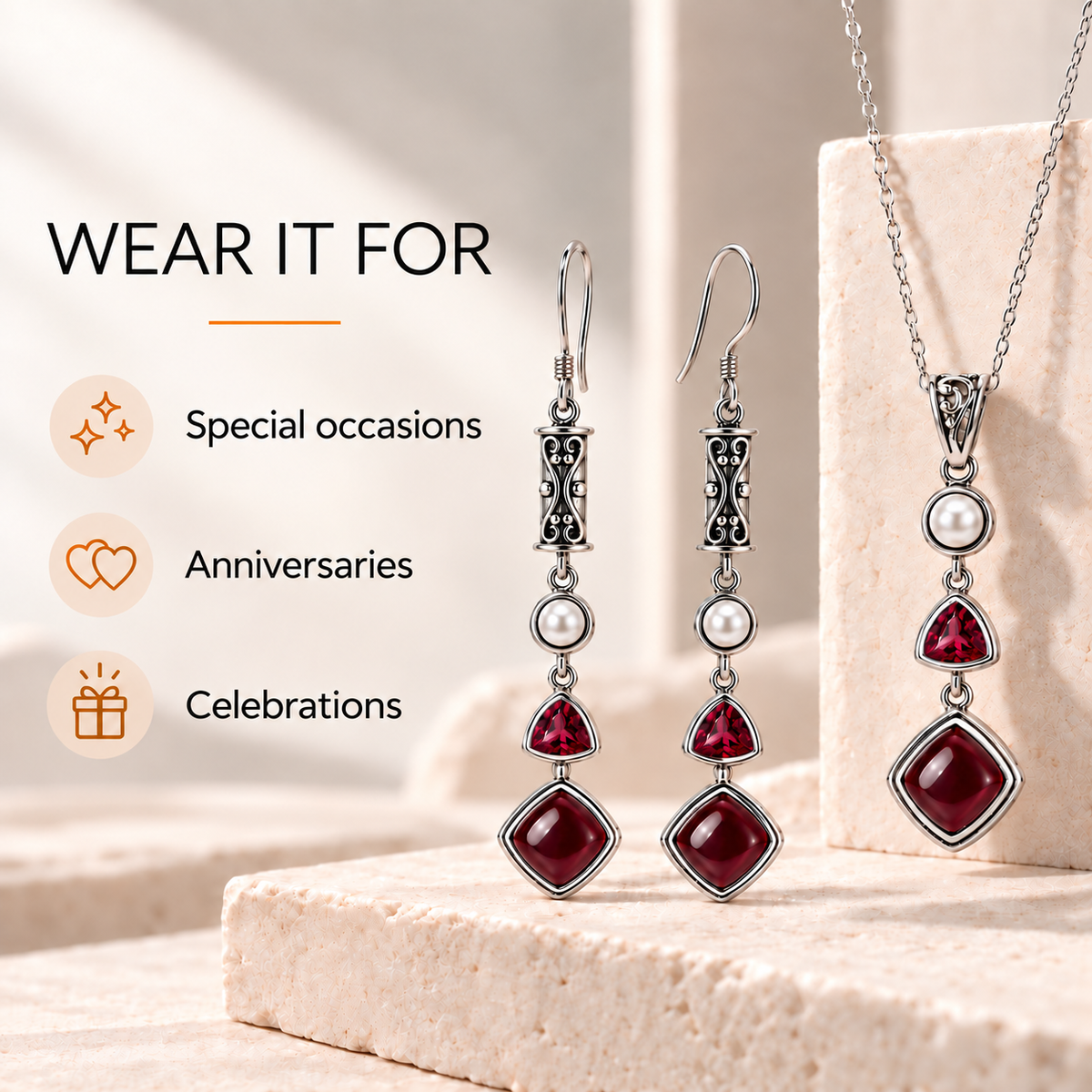 Silver Ruby Set