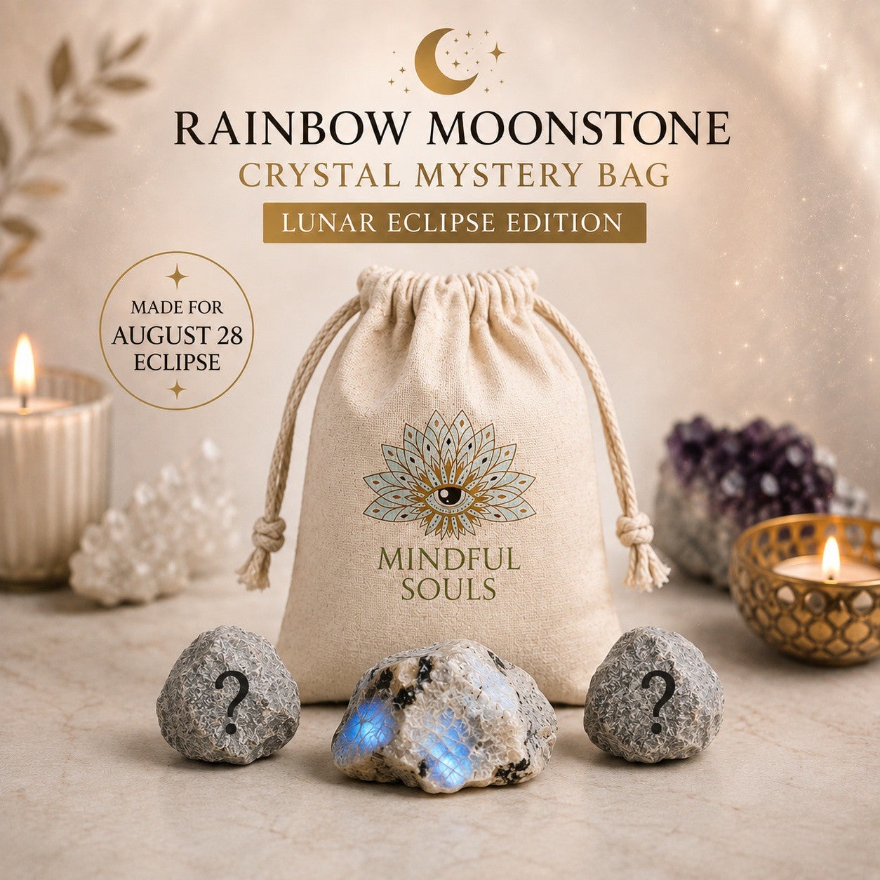 Crystal Mystery Bag - Rainbow Moonstone Lunar Eclipse Edition