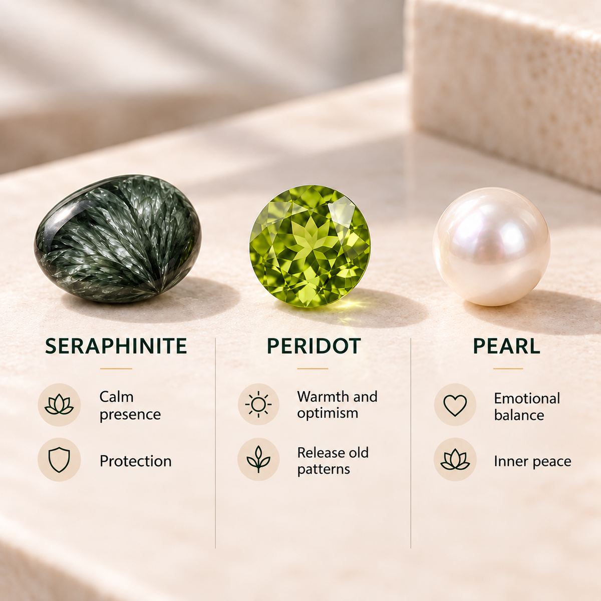 Seraphinite Jewelry Set with Peridot and Pearl - 925 Silver