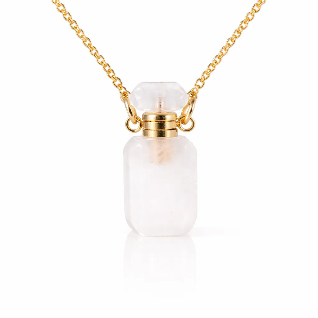 Engraved Gemstone Perfume Bottle Pendant — Embrace the Scent of Spiritual Energy