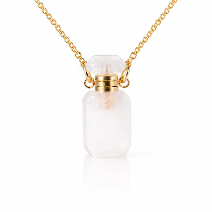 Engraved Gemstone Perfume Bottle Pendant — Embrace the Scent of Spiritual Energy