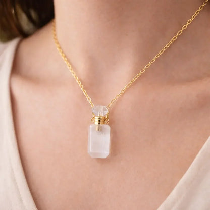 Engraved Gemstone Perfume Bottle Pendant — Embrace the Scent of Spiritual Energy