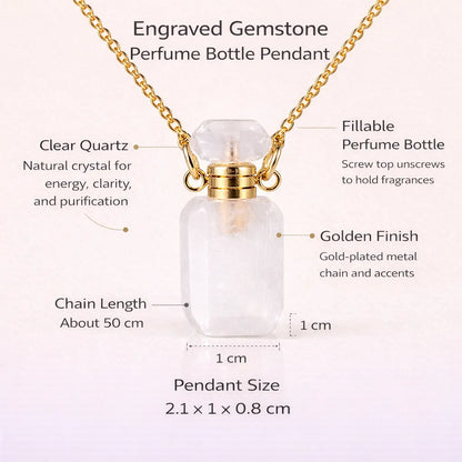 Engraved Gemstone Perfume Bottle Pendant — Embrace the Scent of Spiritual Energy