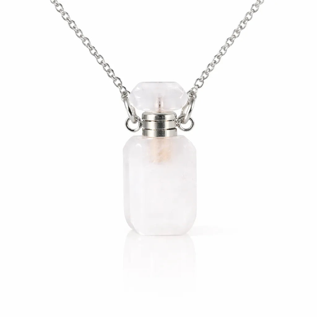 Engraved Gemstone Perfume Bottle Pendant — Embrace the Scent of Spiritual Energy